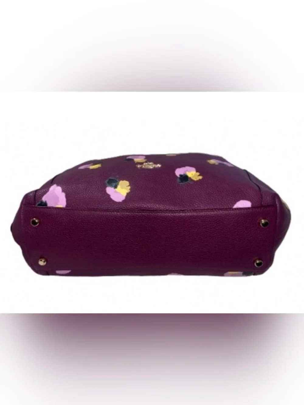 Coach Edie Shoulder Bag Floral Pebbled Leather Purple Multi